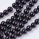 Natürliche schwarze Onyxperlenstränge, Klasse ab, Runde, gefärbt und erhitzt, Schwarz, 10 mm, Bohrung: 1 mm, ca. 38 Stk. / Strang, 15 Zoll