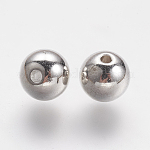 Séparateur perles en plastique CCB, ronde, couleur argentée, 8mm, Trou: 2mm