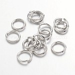 Offene Ringe springen, Messing, Cadmiumfrei und Nickel frei und Bleifrei, Platin Farbe, 7x1 mm, 18 Gauge, Innendurchmesser: 5 mm, ca. 4000 Stk. / 500 g