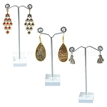 Set di display in vetro organico con orecchino a barra t, espositori di gioielli, espositori in albero di gioielli , con la conclusione di ferro, platino, chiaro, 3cm