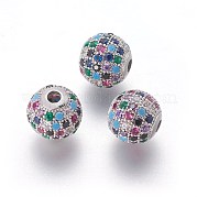 Латунные микро проложить кубического циркония бусы ZIRC-F098-02P-10mm