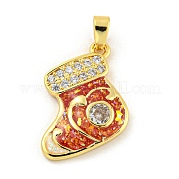 Рождественский латунный кулон с цирконием Micro Pave KK-H468-02D-02G