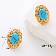 Овальные серьги-гвоздики из нержавеющей стали DY9204-2