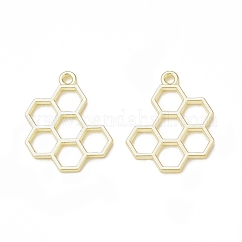Gestelllegierungsanhänger, Cadmiumfrei und Nickel frei und Bleifrei, Waben Charme, Licht Gold, 21x17x1.8 mm, Bohrung: 1.6 mm