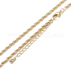 Collane a catena corda in ottone, placcato di lunga durata, vero placcato oro 18k, 15.94~16.34 pollice (40.5~41.5 cm)
