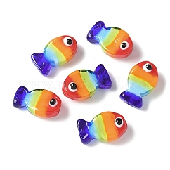 Abalorios de colores vario hechos a mano, pez, colorido, 20x13x9mm, agujero: 1.4 mm