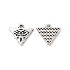 Tibetischer stil Aluminium Anhänger & Charms, Dreieck mit Augenanhänger, Antik Silber Farbe, 14.5x16x2 mm, Bohrung: 1.5 mm, ca. 500 Stk. / 500 g