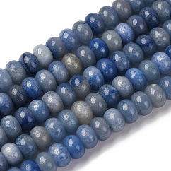Hilos de cuentas de aventurina azul natural teñidas y calentadas, rerondana plana, 8~8.5x4.5~5mm, agujero: 1 mm, aproximamente 72 pcs / cadena, 15.5 pulgada (39.5 cm)
