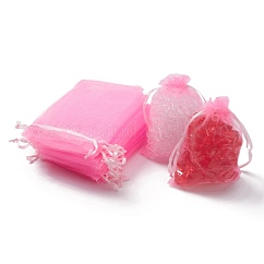 Sacs-cadeaux en organza avec cordon de serrage, fête de mariage cadeaux de noël sacs-cadeaux, pochettes en organza pour pot-pourri, rose, 12x9 cm