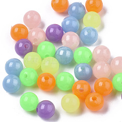 Cuentas acrílicas luminosas, brillan en la oscuridad, redondo, color mezclado, 8mm, agujero: 1.8 mm, aproximamente 1850 unidades / 500 g