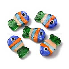 Abalorios de colores vario hechos a mano, pescado, azul, 20~21x12~13x7.5~9.5mm, agujero: 1.5~1.6x1.5~2.5 mm