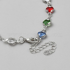 Gliederarmbänder aus Legierung mit Strassen für Damen&nbsp;BJEW-WH0041-31