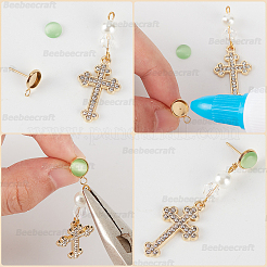 50 pieza de accesorios para pendientes de botón de acero inoxidable 304 planos y redondos&nbsp;STAS-BBC0005-85B