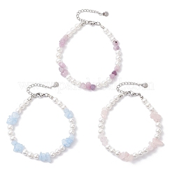 3 bracciale con perline di vetro e pietre preziose naturali miste&nbsp;BJEW-JB12318