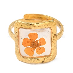 Dunkeloranges quadratisches Epoxidharz mit verstellbaren Trockenblumenringen&nbsp;RJEW-G304-03G-01