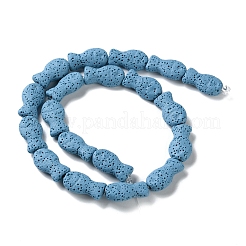 Brins de perles de pierre de lave naturelle teintées de poisson&nbsp;G-O126-01A-01