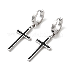 Kreuz 304 Edelstahl Polymer Clay Strass Creolen&nbsp;EJEW-G453-11P-01