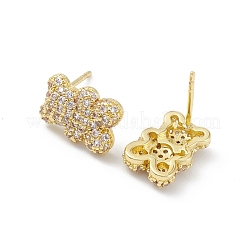 Orecchini a bottone da donna in ottone con zirconi cubici placcati a cremagliera&nbsp;EJEW-K245-25G