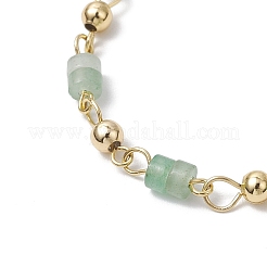 Bracciali in ottone con maglie in avventurina verde naturale per donna&nbsp;BJEW-JB11683-03
