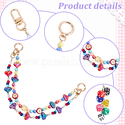 1 catenella decorativa per borsa con perline a forma di cuore e mela in acrilico&nbsp;HJEW-SC0003-34