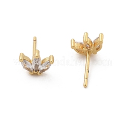 Latón micro pave aretes de circonita cúbica transparente&nbsp;EJEW-R016-01G-04