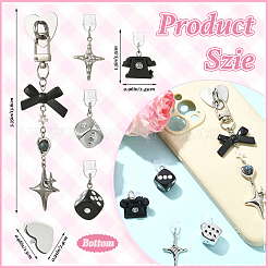 5 bouchon anti-poussière en PVC pour téléphone portable et support de téléphone portable en fer&nbsp;HJEW-SW00370