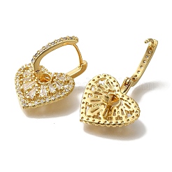 Orecchini a cerchio con micro pavé di zirconi chiari in ottone placcato cremagliera&nbsp;EJEW-U011-01G