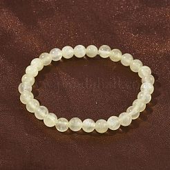 Natürliche goldene Seiden-Jade-Rundperlen-Stretcharmbänder für Damen&nbsp;BJEW-F535-01B