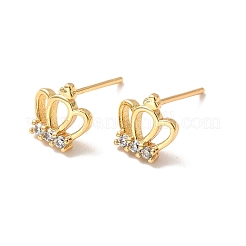 Orecchini a bottone con corona di zirconi chiari&nbsp;EJEW-P199-20G
