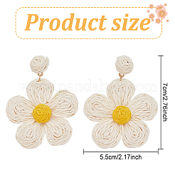2 paire de boucles d'oreilles pendantes en forme de fleur en papier raphia de 2 couleurs&nbsp;EJEW-AN0001-47