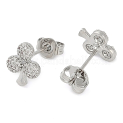 Orecchini a bottone da donna con placcatura a cremagliera in ottone e pavé di zirconi cubici&nbsp;EJEW-Z059-10P