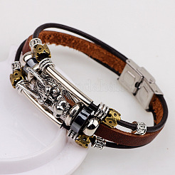 Drachenkopf Lederband Multi-Strang-Armbänder&nbsp;BJEW-P0001-12