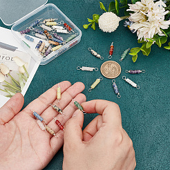 40 Stück 10 Stile natürlicher gemischter Edelstein Kupferdraht gewickelt Säulenverbinder Charms&nbsp;PALLOY-HY00040