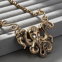 Böhmische Halsketten mit Anhänger aus Legierung mit Kristall und Strass im Oktopus-Stil&nbsp;FS-WG0239D-01