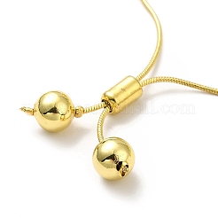 Bracciali con cursore con perline rotonde in ottone placcato a cremagliera per donna&nbsp;BJEW-M232-01G-E