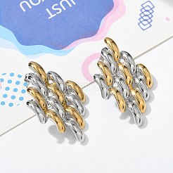 Pendientes de botón de acero inoxidable 304 de dos tonos para mujer&nbsp;LS-STAS-Z117-03GP
