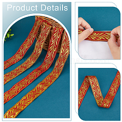 7 m langes Jacquardband aus Polyester im ethnischen Stil mit Blättern&nbsp;OCOR-WH0085-59