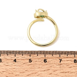 Anelli aperti con polsino in ottone micro pavé di zirconi cubici per donna&nbsp;RJEW-L343-01G-03