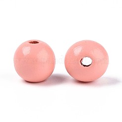 Cuentas redondas de madera de schima natural pintadas con aerosol&nbsp;WOOD-A018-14mm-27
