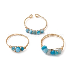 3 anello con perline di apatite naturale&nbsp;RJEW-JR00855-01