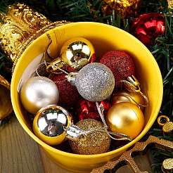 3 boîtes 3 ornements en plastique de boule de noël de style&nbsp;AJEW-SZ0001-86
