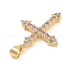 Porte micro ouvrent pendentifs zircone cubique en laiton de placage&nbsp;KK-Z064-11G