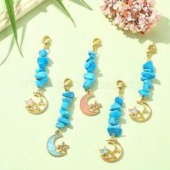 Decorazioni pendenti con perline turchesi sintetiche&nbsp;HJEW-JM01194