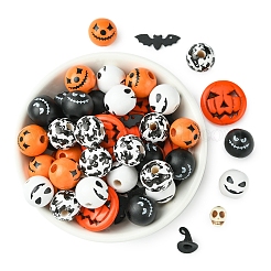 DIY Halloween Schmucksets aus synthetischem Türkis und runden Holzperlen&nbsp;DIY-FS0006-35