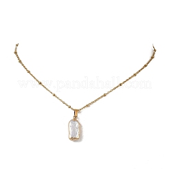 Colliers pour femmes avec pendentif rectangulaire en perle keshi naturelle baroque et chaîne satellite en acier inoxydable 304&nbsp;NJEW-JN06239