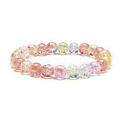 Ensemble de bracelets extensibles de perles rondes en verre craquelé étincelant&nbsp;BJEW-JB07189