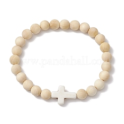 8 bracelet extensible en perles de bois pour couple&nbsp;BJEW-JB11305