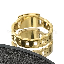 Anello da dito in acciaio inossidabile 304 con forma rettangolare testurizzata per donna&nbsp;RJEW-L126-03B-G
