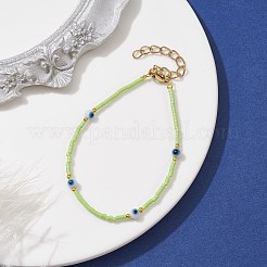 Bracelet en perles de verre et lampwork contre le mauvais œil avec fermoirs en acier inoxydable 304 plaqué or 18 carat&nbsp;BJEW-JB09998-03
