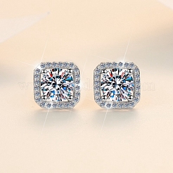 Anlaufgeschützter 925 Sterlingsilber-Mikropflaster mit klarem Zirkonia&nbsp;AJEW-U007-07P